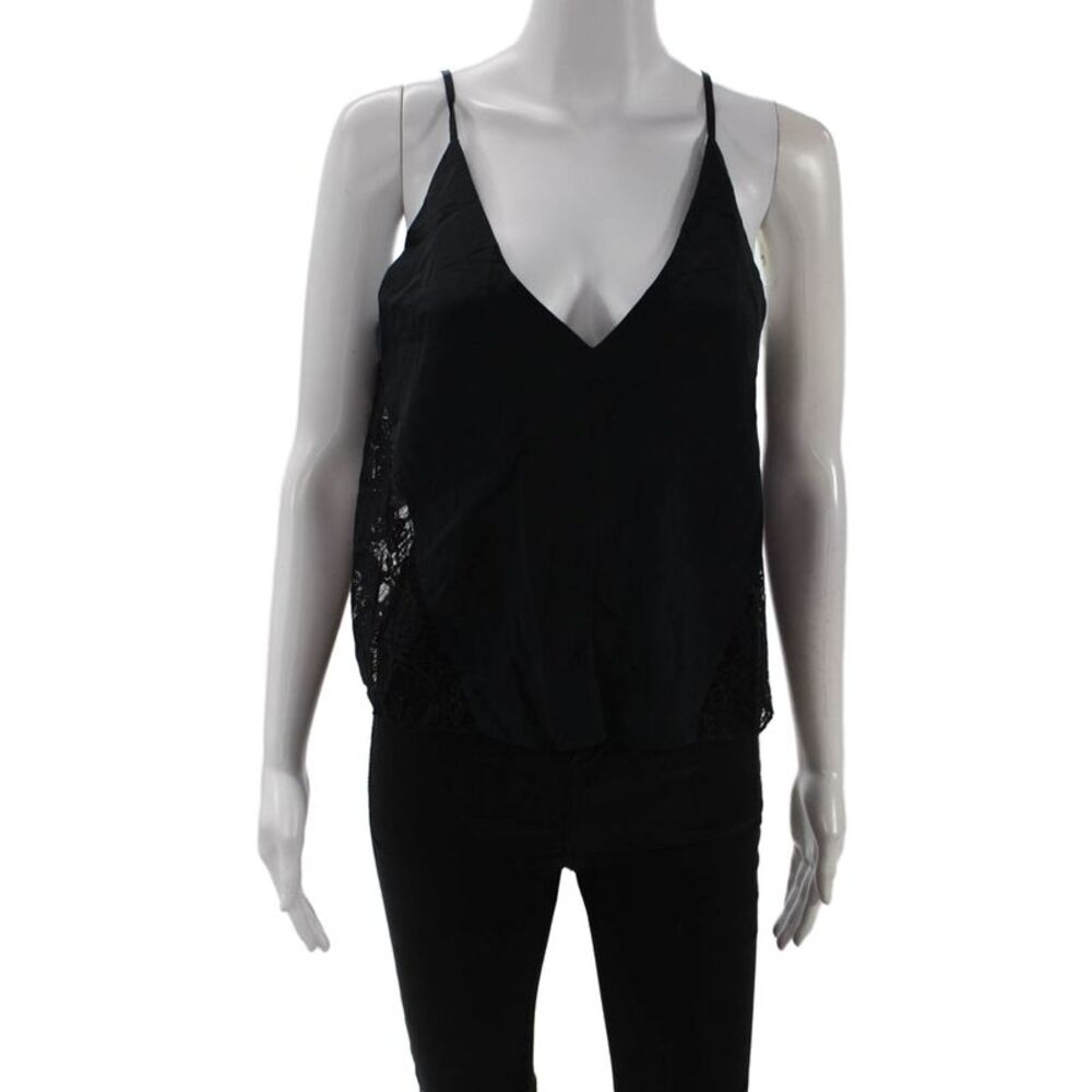 Mason Women Camisole Black Silk V-Neck Sleeveless Bohemian Size 0